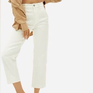 Everlane Bone White Cropped Straight Tall Jeans